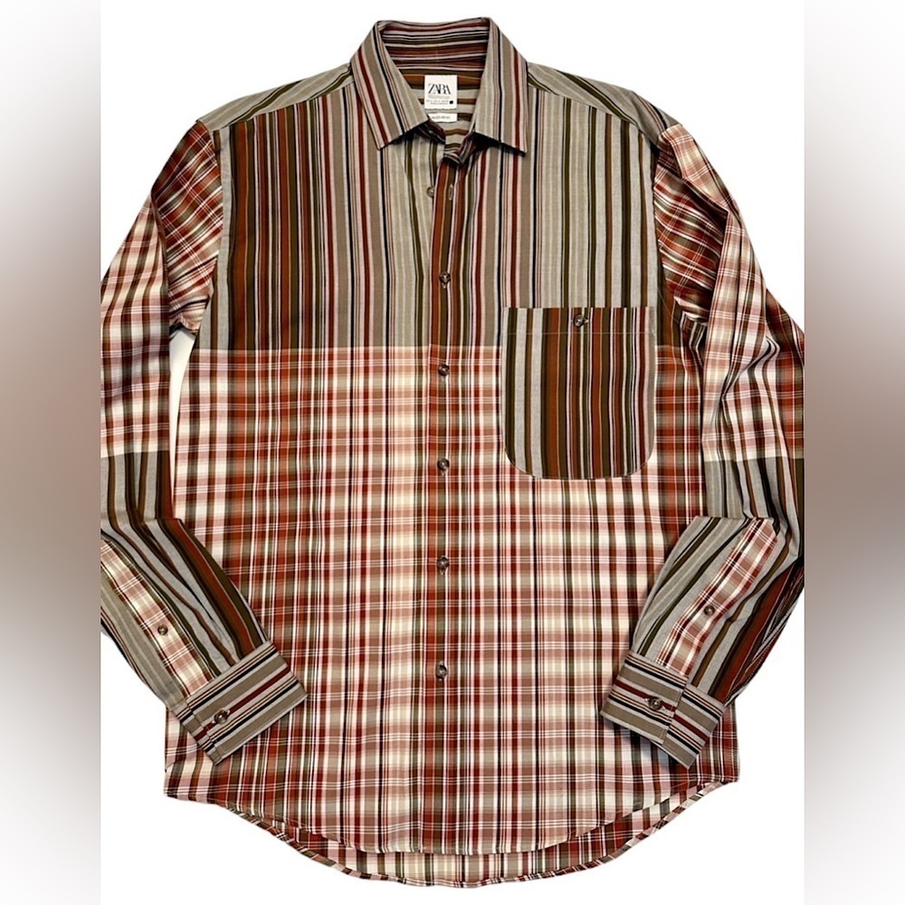 ZARA MENS STRUCTURED DRESS Shirt Size Small Regular Fit Button Down…